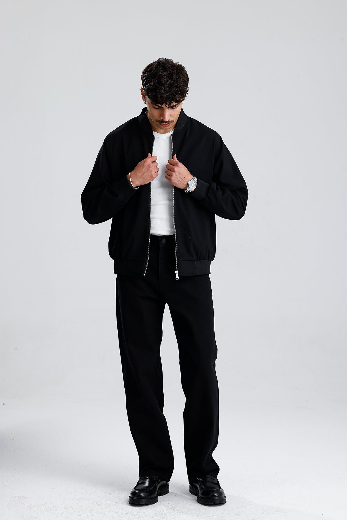 Relaxed Fit Bisiklet Yaka Casual Ceket