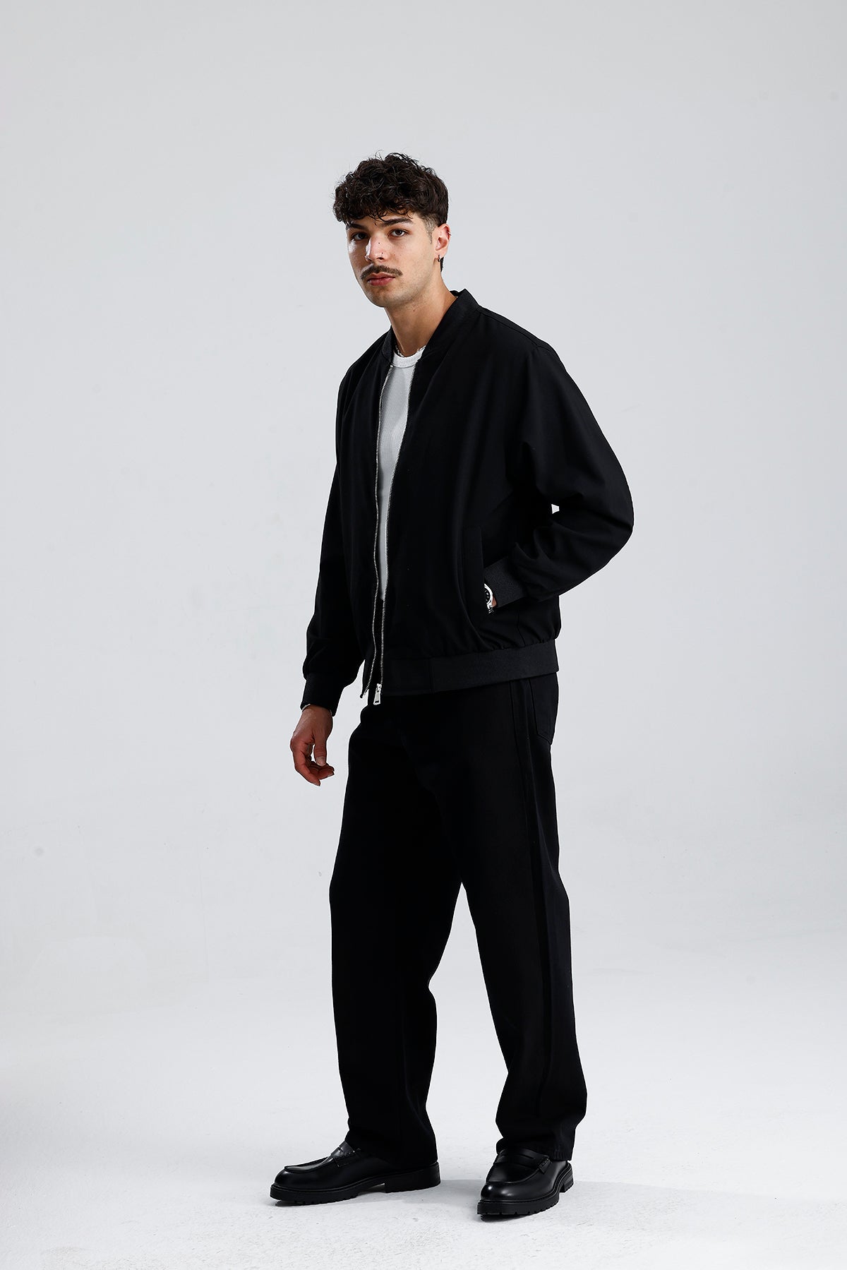 Relaxed Fit Bisiklet Yaka Casual Ceket