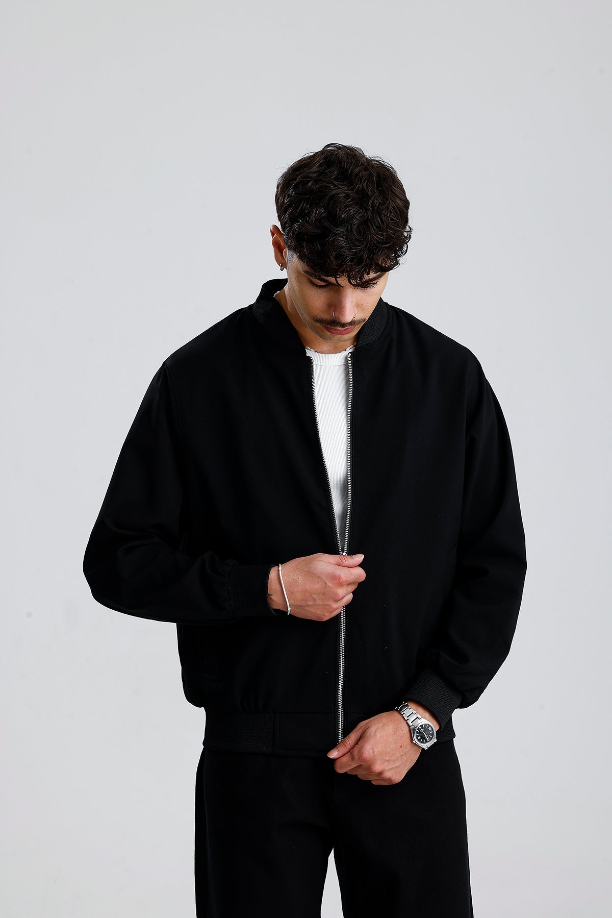 Relaxed Fit Bisiklet Yaka Casual Ceket