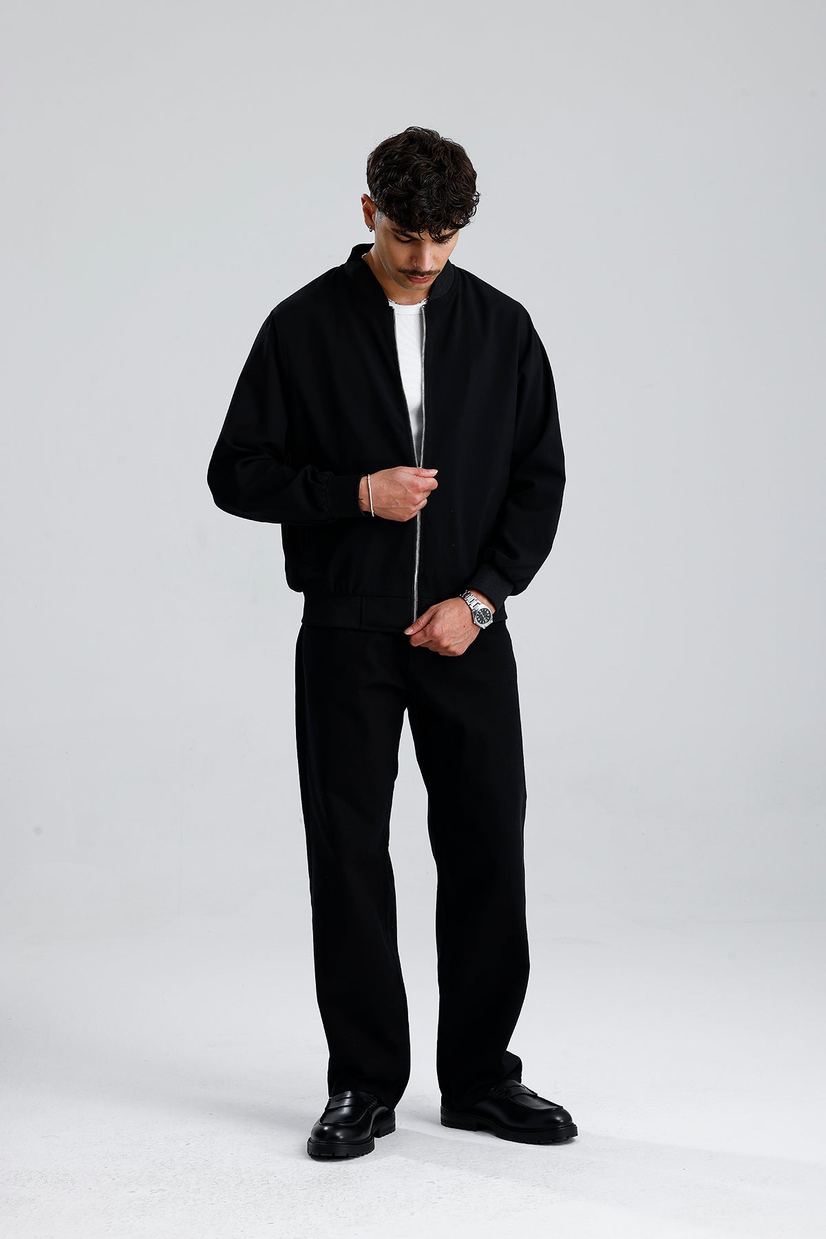 Relaxed Fit Bisiklet Yaka Casual Ceket