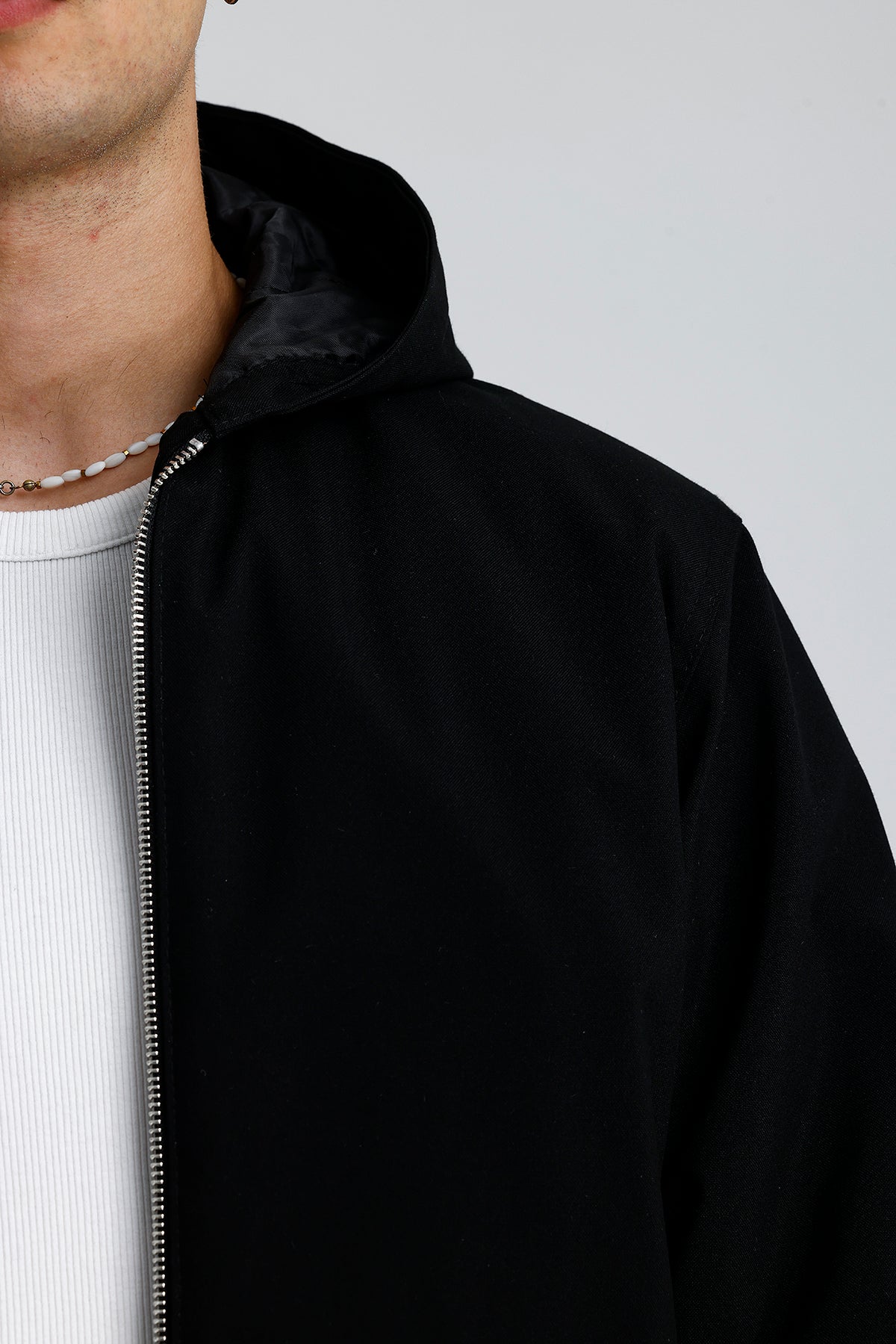 Relaxed Fit Kapüşonlu Siyah Mont