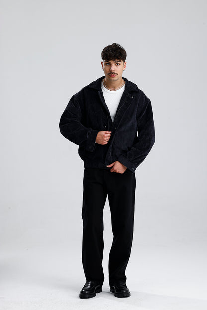 Siyah Kadife Oversize Bomber Ceket