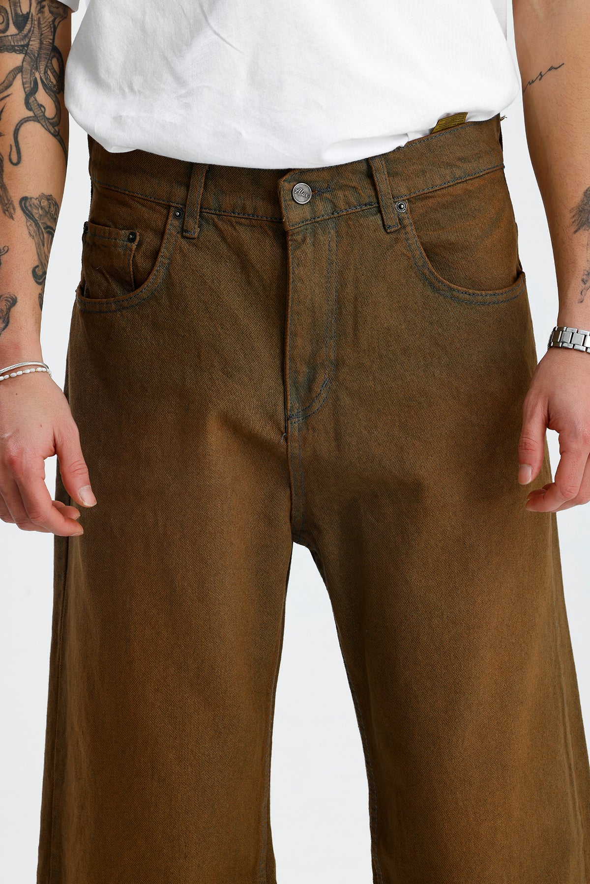 Basic Kahverengi Baggy Kot Pantolon