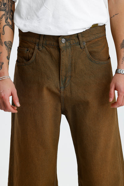 Basic Kahverengi Baggy Kot Pantolon