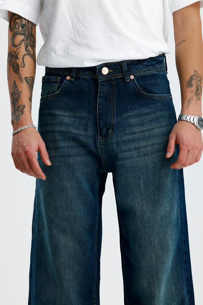 ATE Ocean Blue Washed Baggy Kot Pantolon