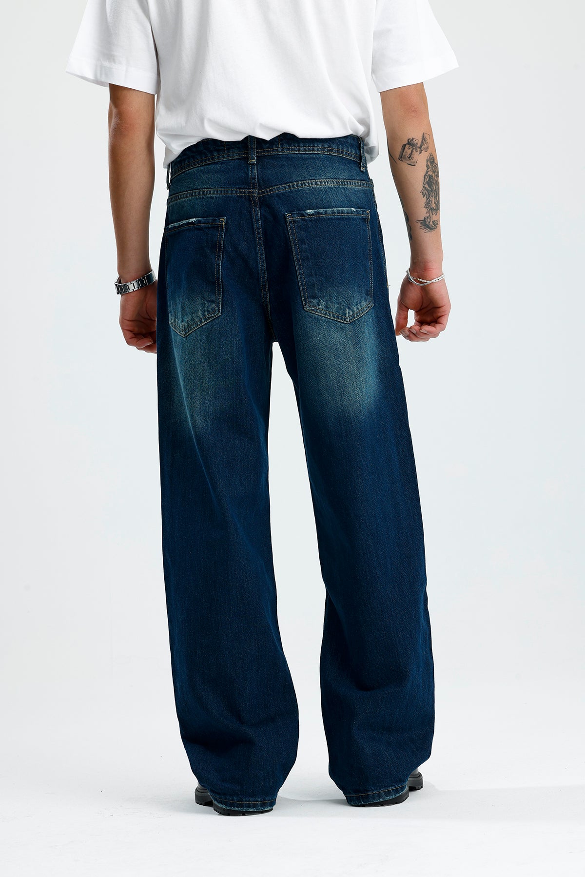 ATE Ocean Blue Washed Baggy Kot Pantolon