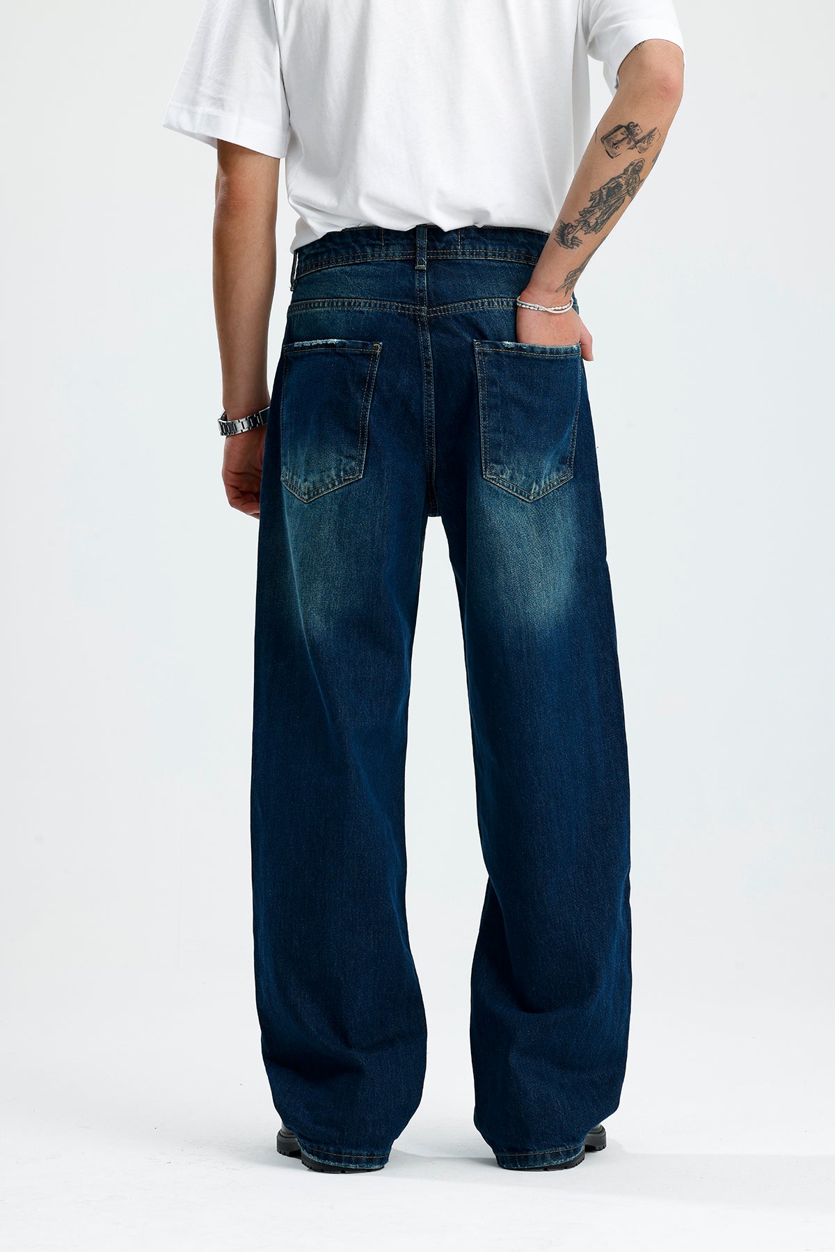 ATE Ocean Blue Washed Baggy Kot Pantolon