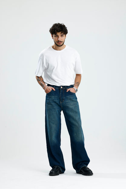 ATE Ocean Blue Washed Baggy Kot Pantolon