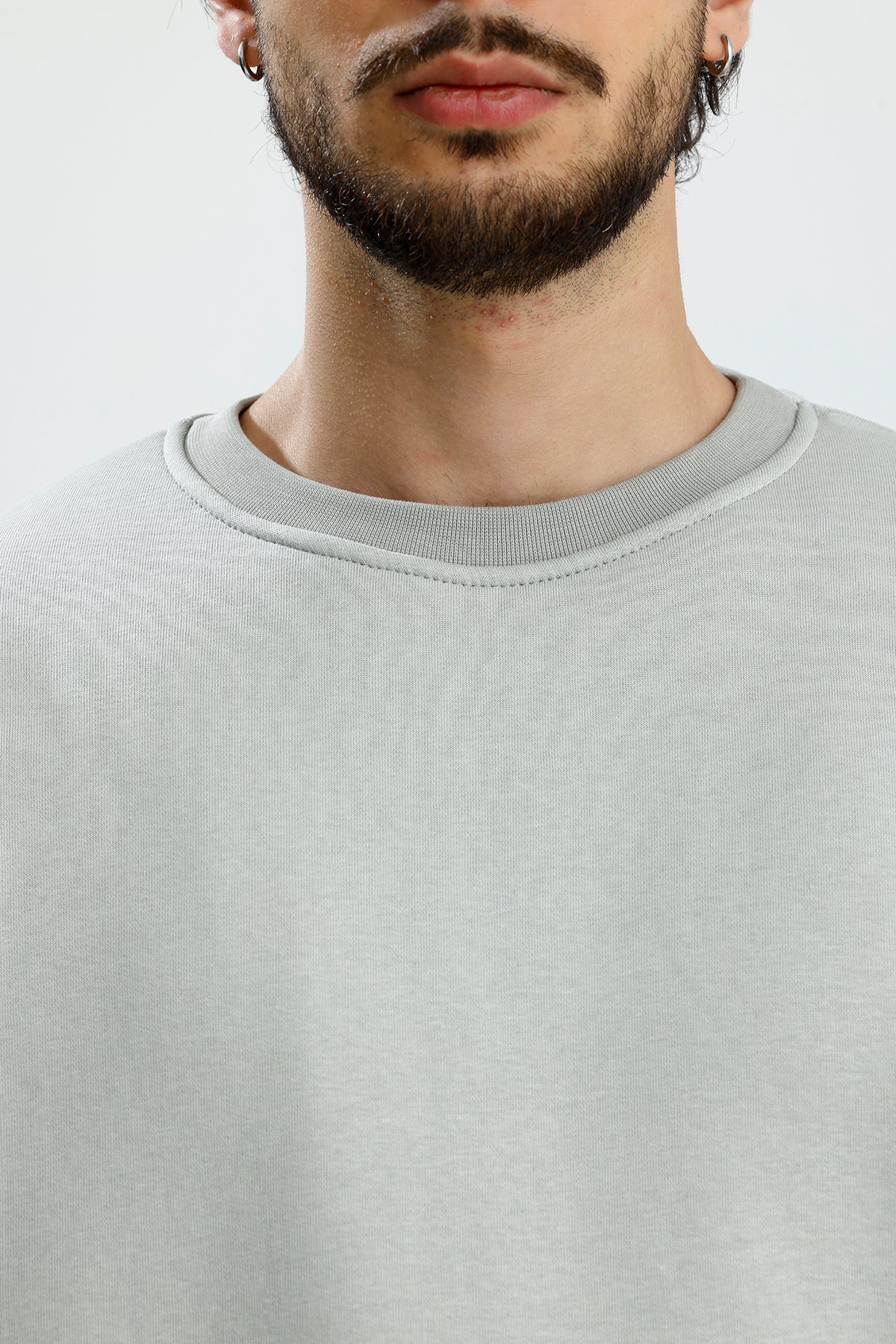 Basic Bisiklet Yaka Oversize Sweatshirt