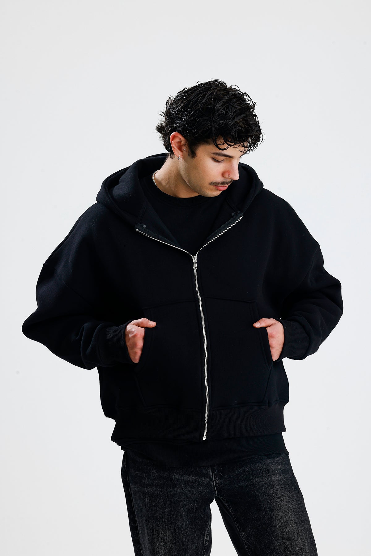 Basic Oversize Zip Hoodie