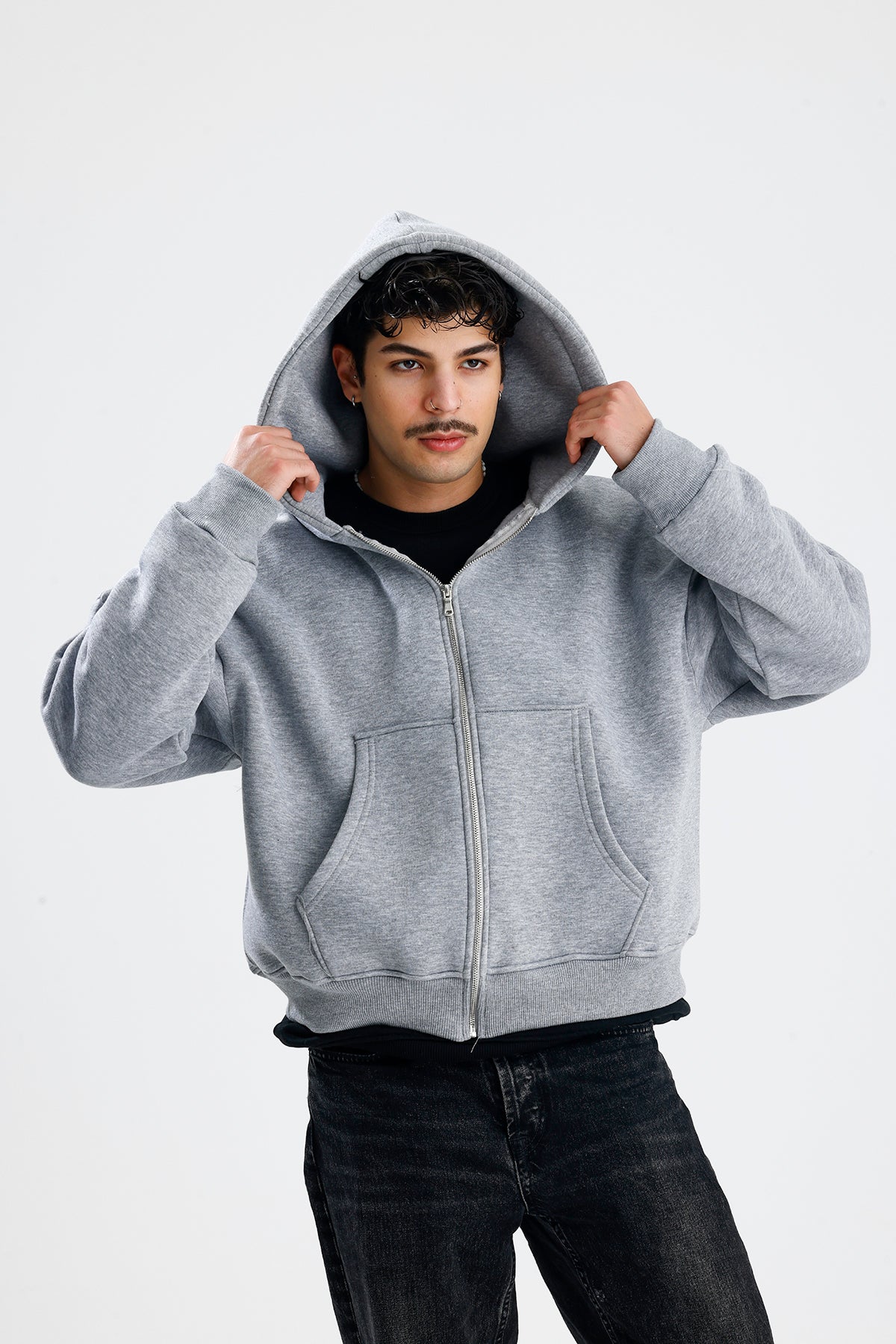 Basic Oversize Zip Hoodie