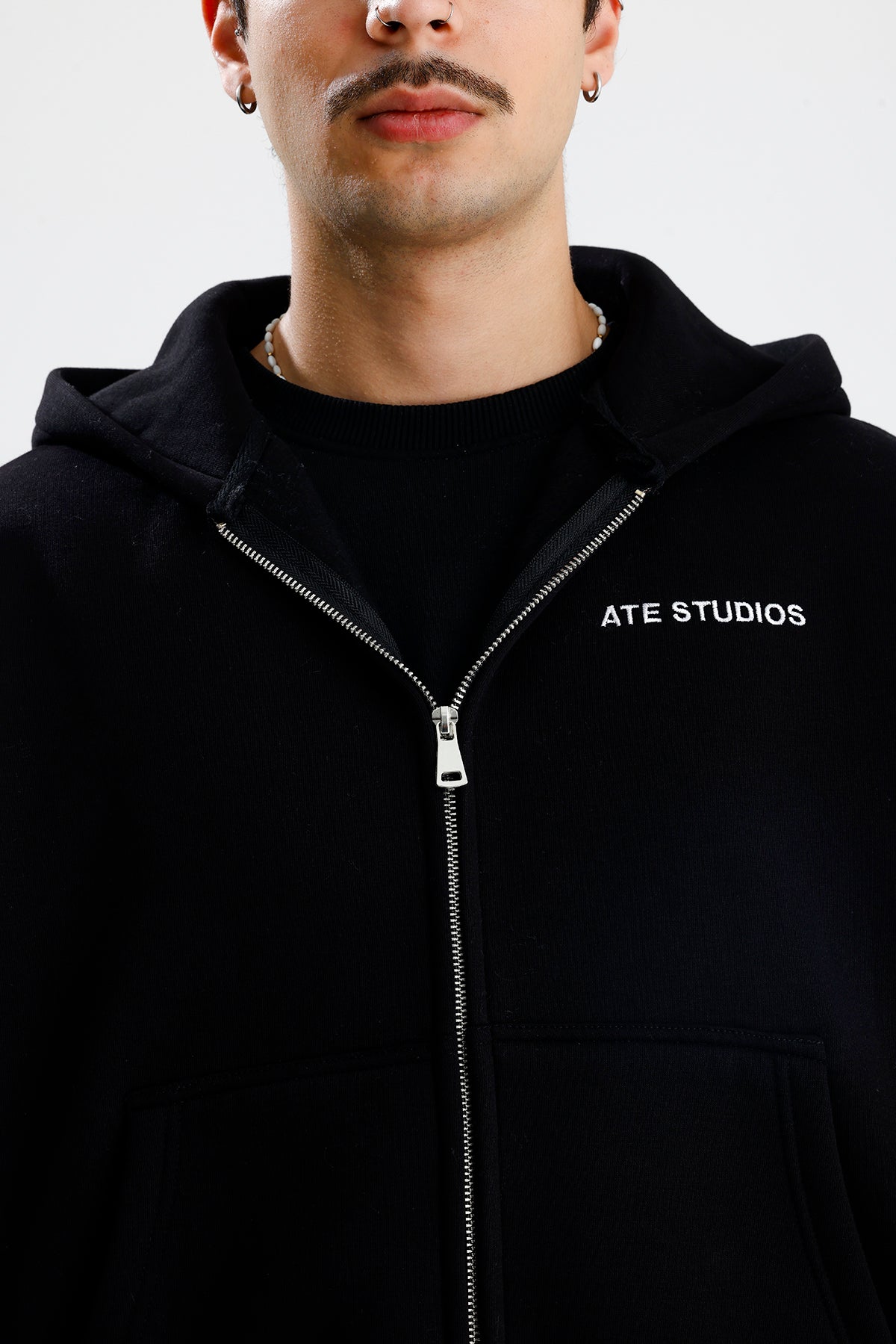 ATE STUDIOS Nakışlı Premium Boxy Fit Oversize Zip Hoodie