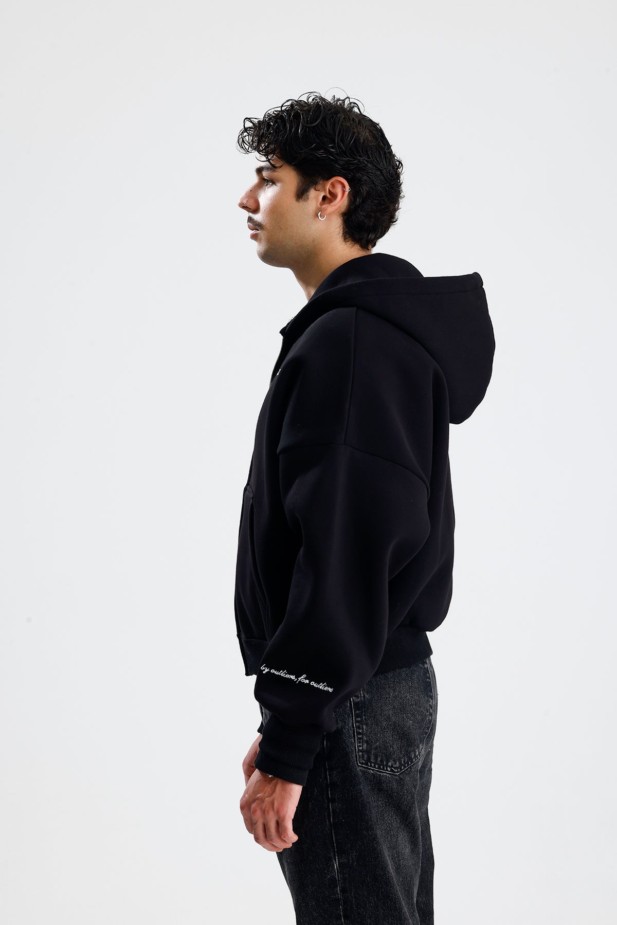 ATE STUDIOS Nakışlı Premium Boxy Fit Oversize Zip Hoodie