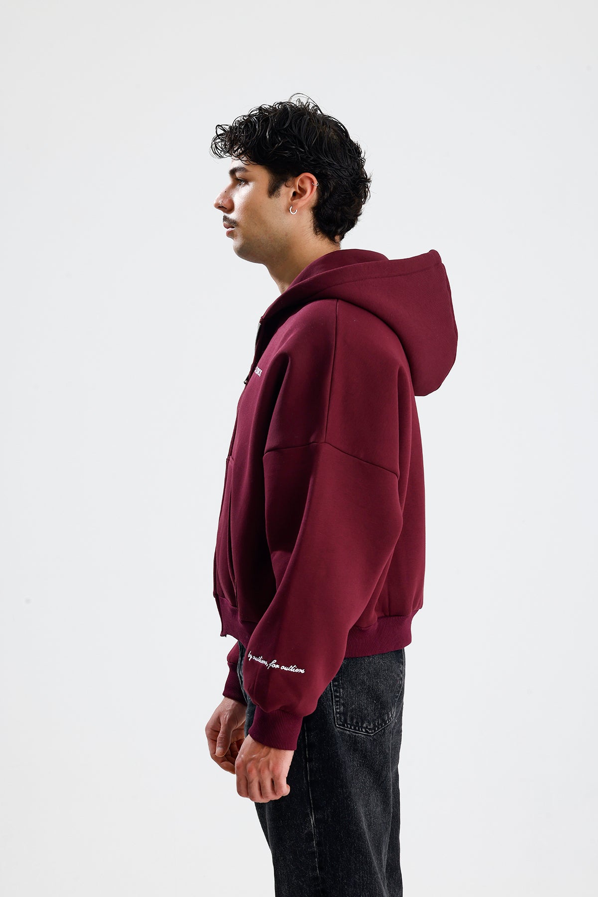 ATE STUDIOS Nakışlı Premium Boxy Fit Oversize Zip Hoodie
