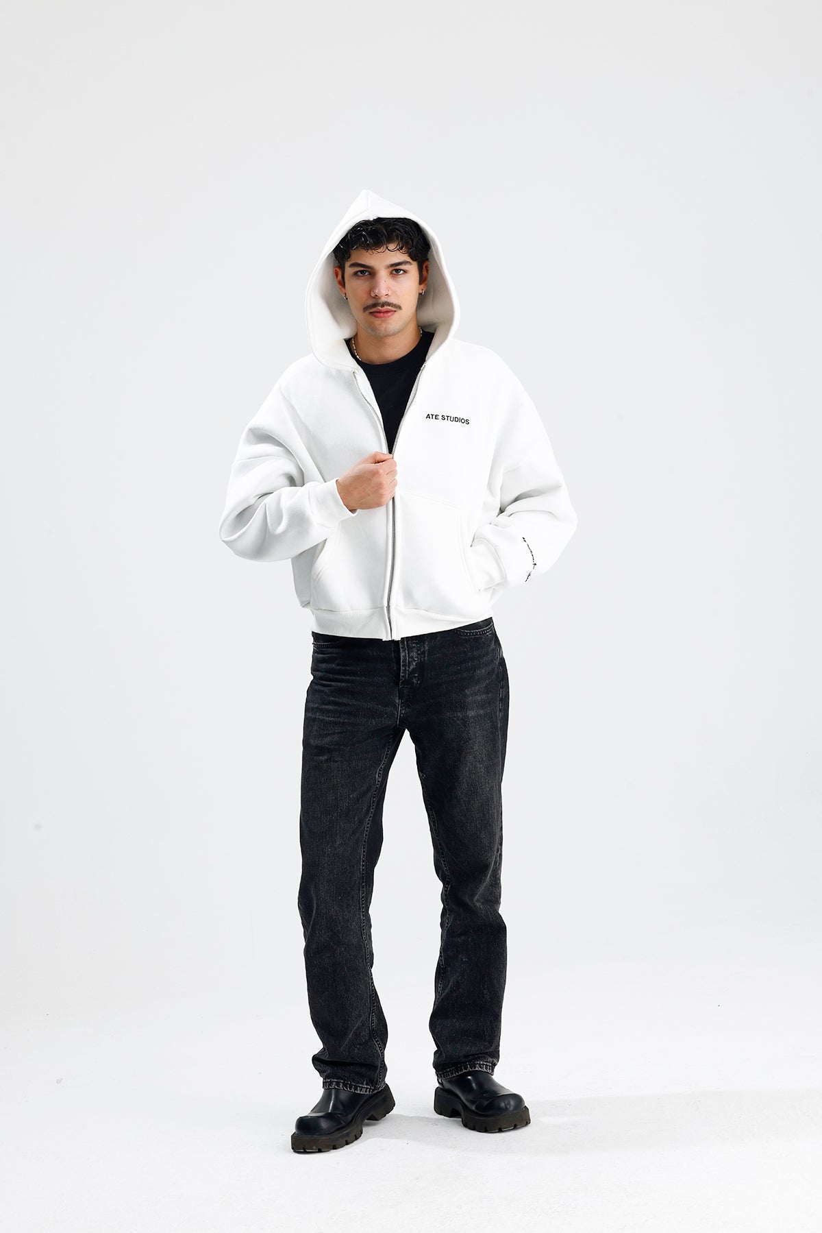 ATE STUDIOS Nakışlı Premium Boxy Fit Oversize Zip Hoodie