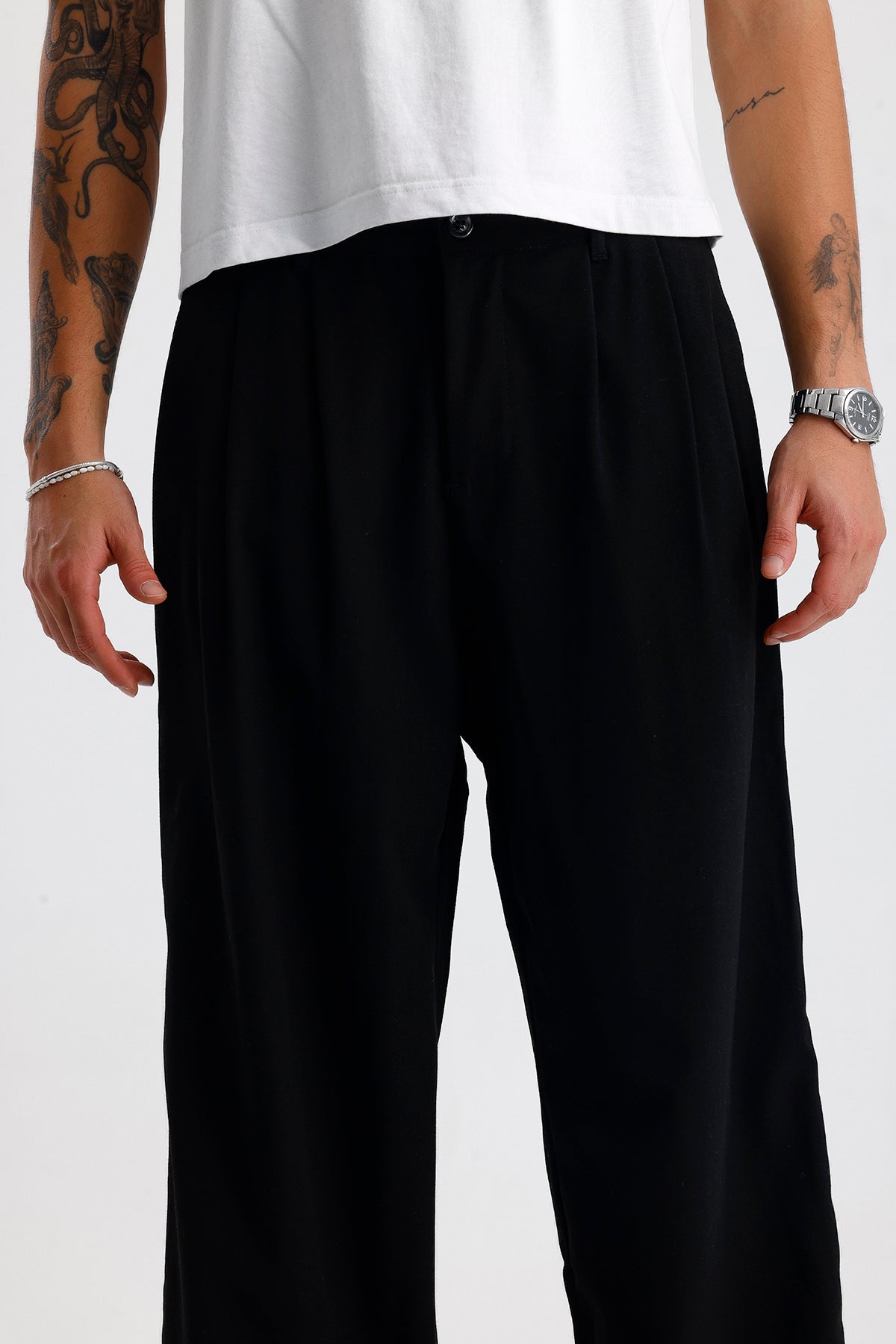 Baggy Fit Pileli Kumaş Pantolon