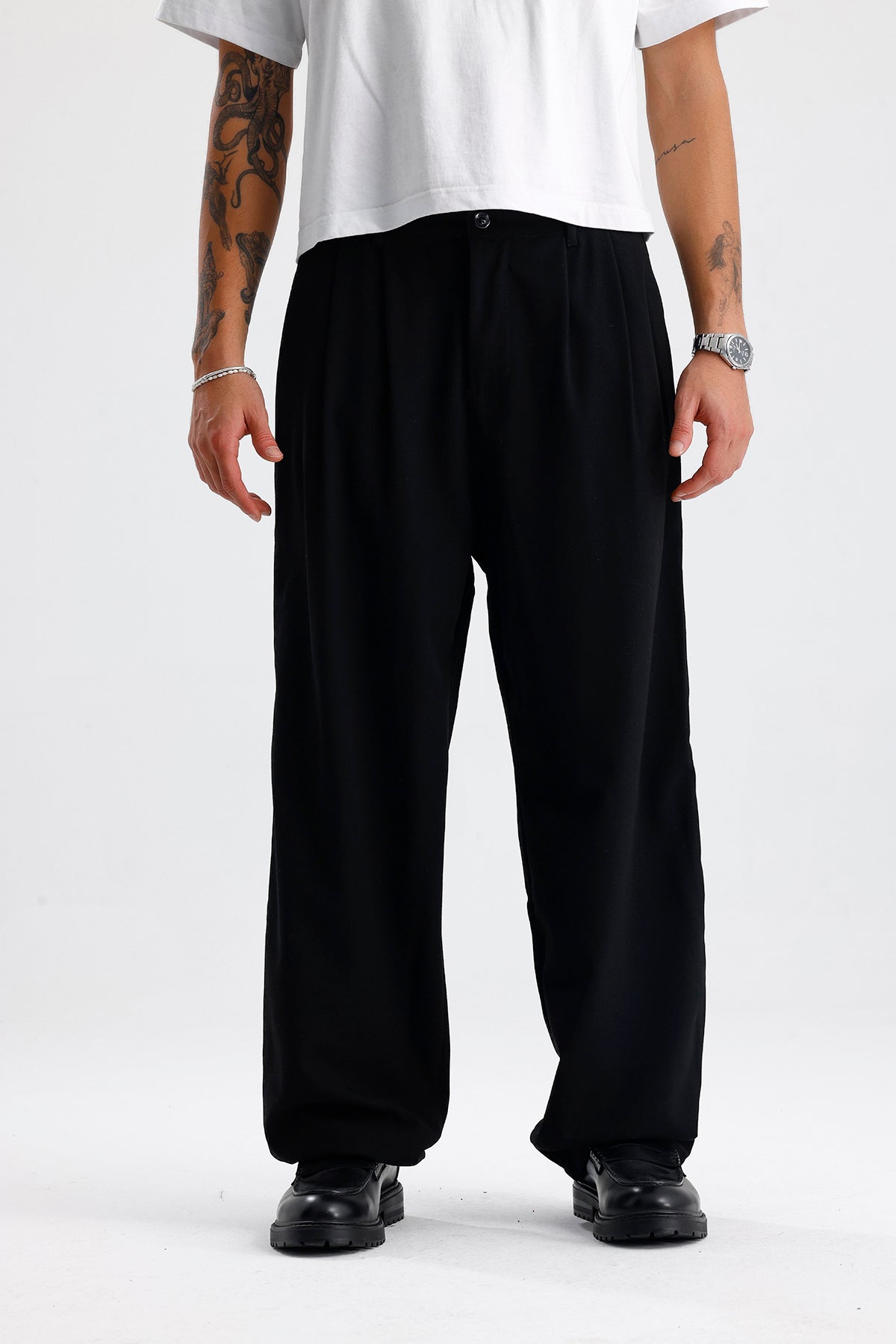 Baggy Fit Pileli Kumaş Pantolon