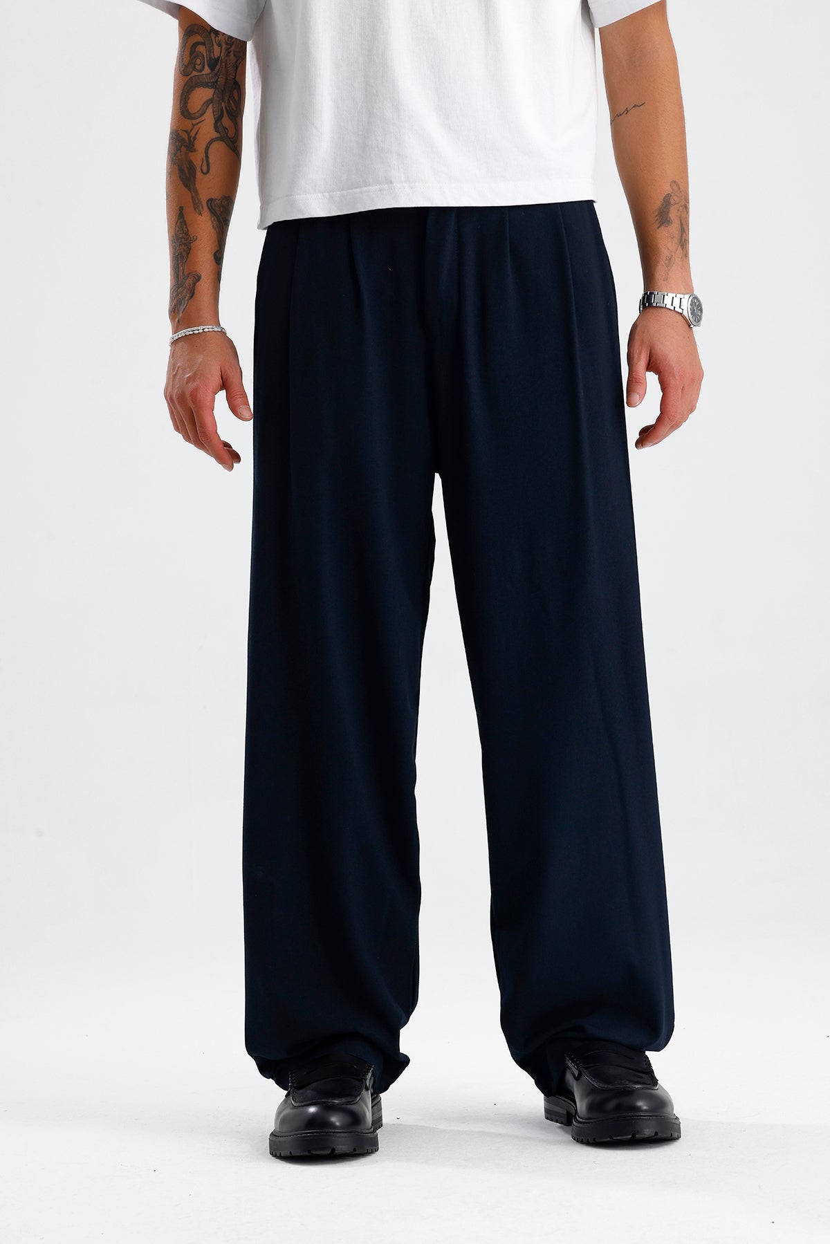 Baggy Fit Pileli Kumaş Pantolon