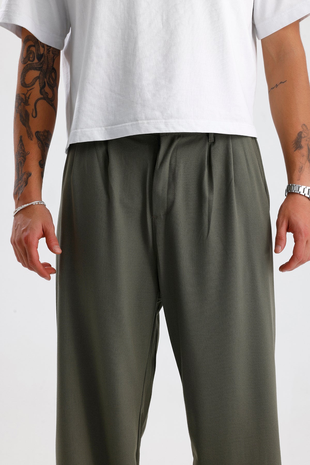 Baggy Fit Pileli Kumaş Pantolon