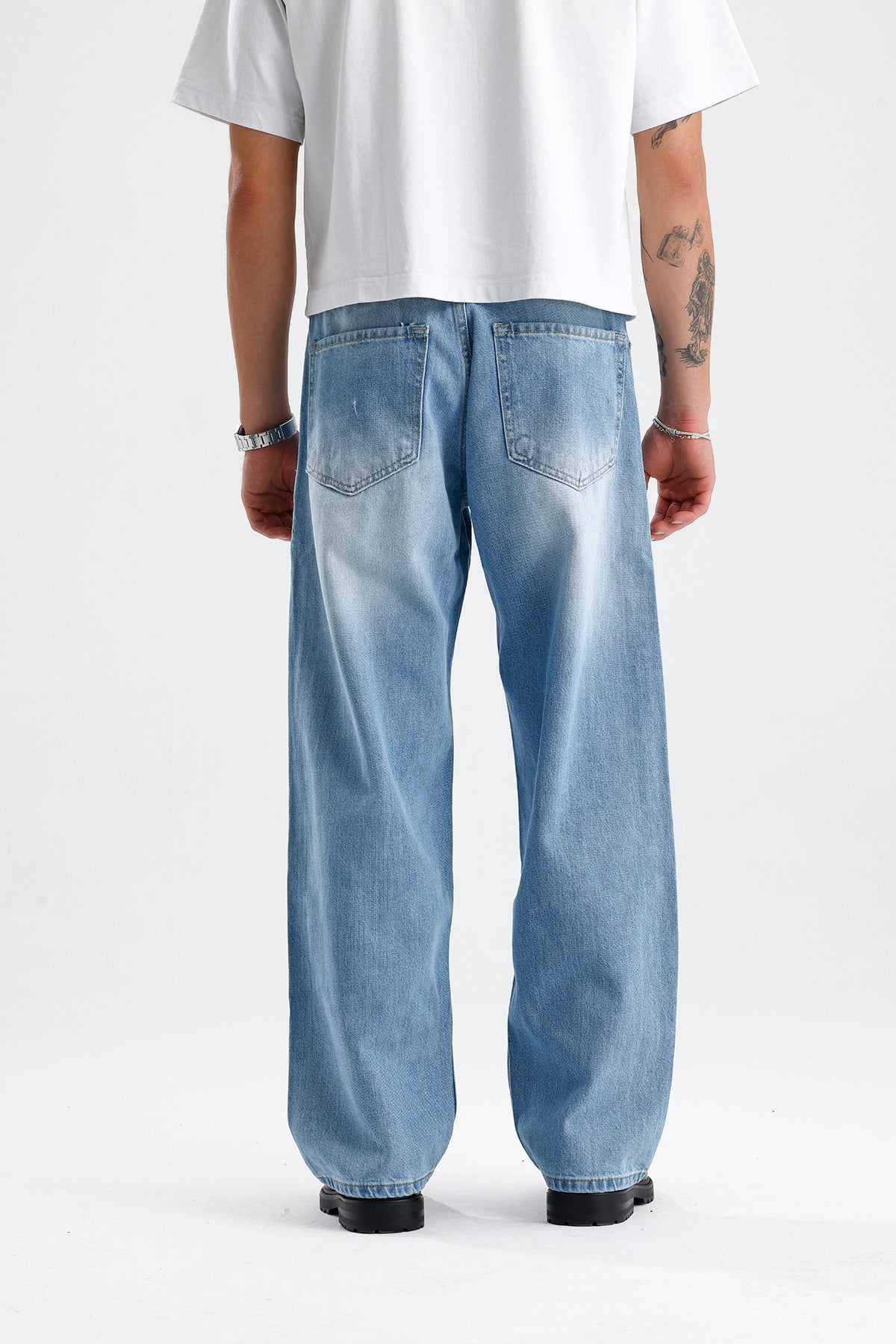 Relaxed Fit Buz Mavi Kot Pantolon