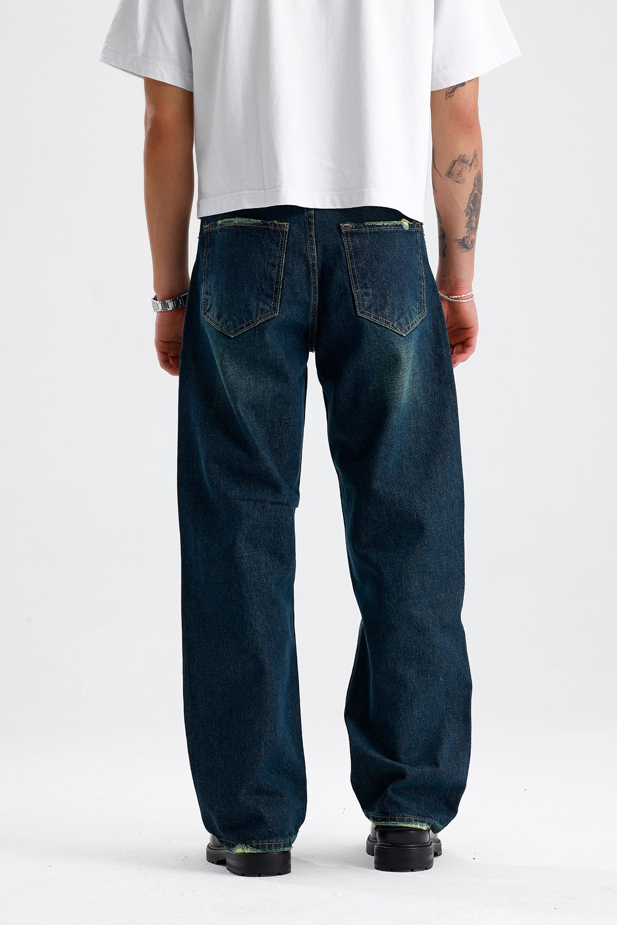 Relaxed Fit Retro Yeşil Kot Pantolon