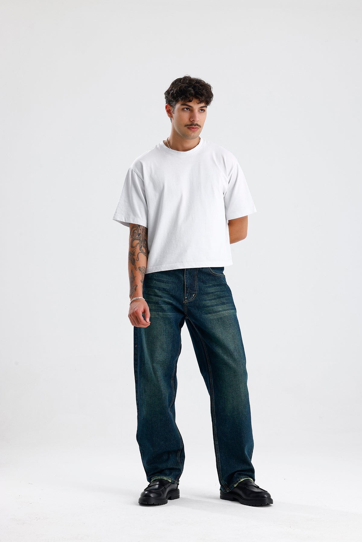 Relaxed Fit Retro Yeşil Kot Pantolon