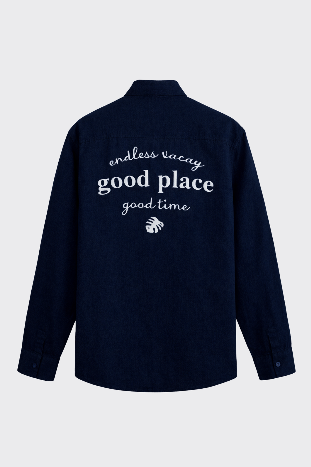 "Good Place" Nakış Detay Premium Oversize Keten Gömlek