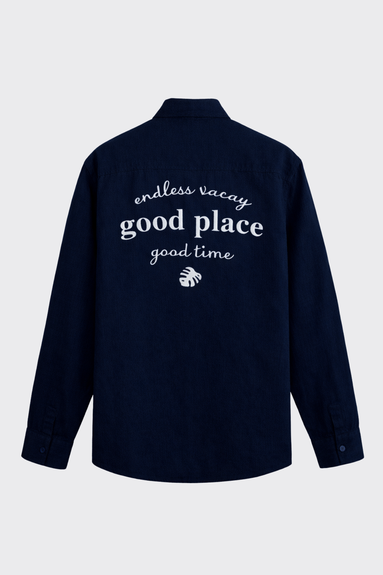 "Good Place" Nakış Detay Premium Oversize Keten Gömlek