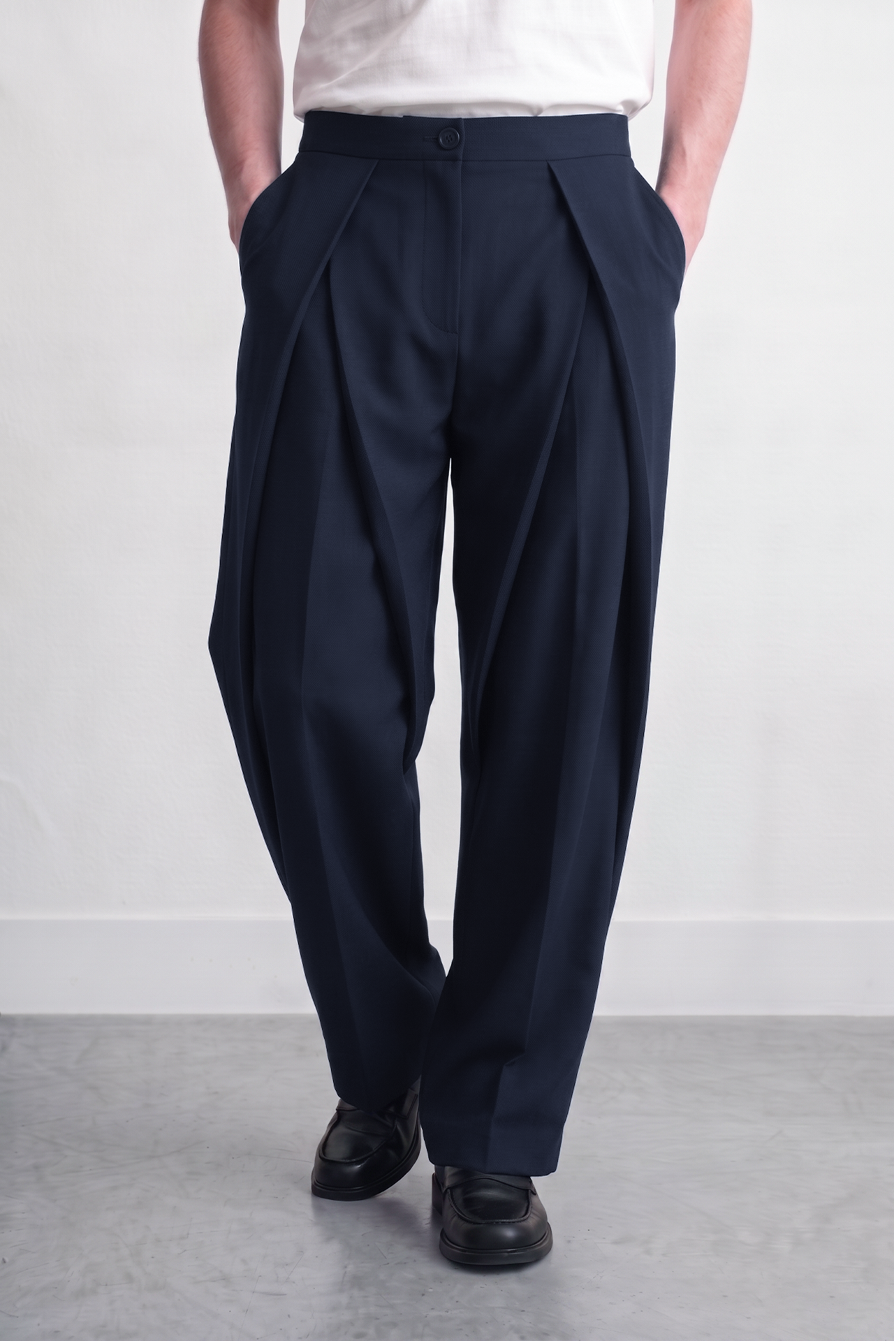 Double Çapraz Pile Relaxed Fit Kumaş Pantolon