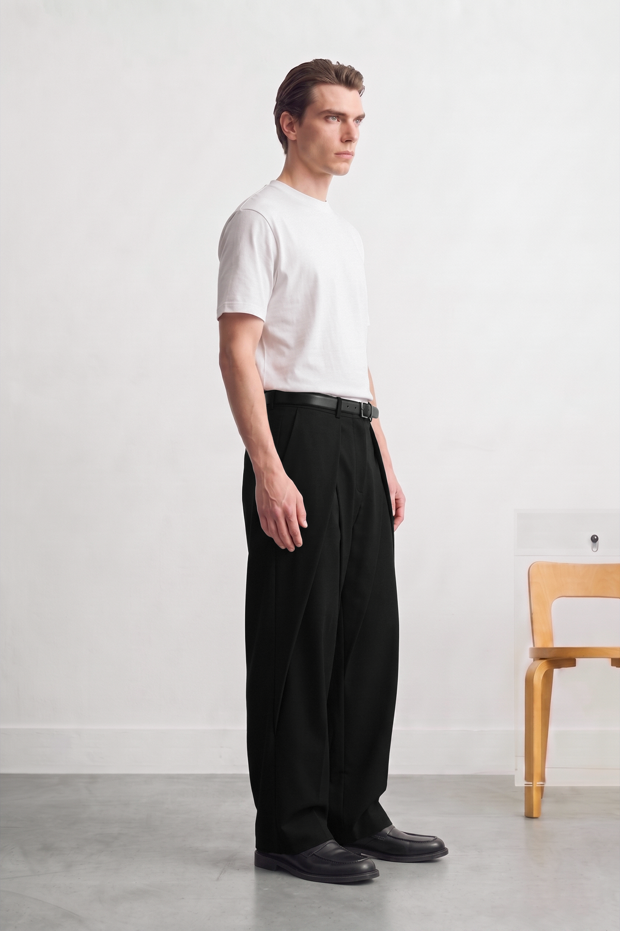 Double Çapraz Pile Relaxed Fit Kumaş Pantolon