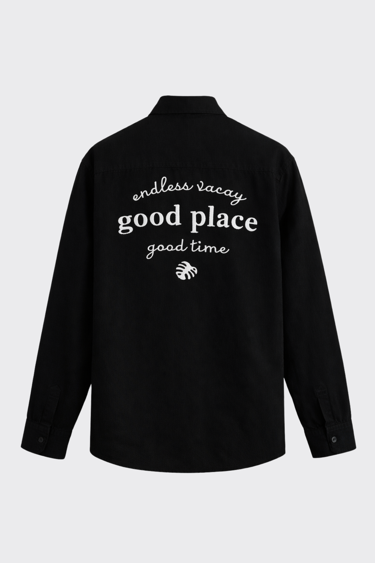 "Good Place" Nakış Detay Premium Oversize Keten Gömlek