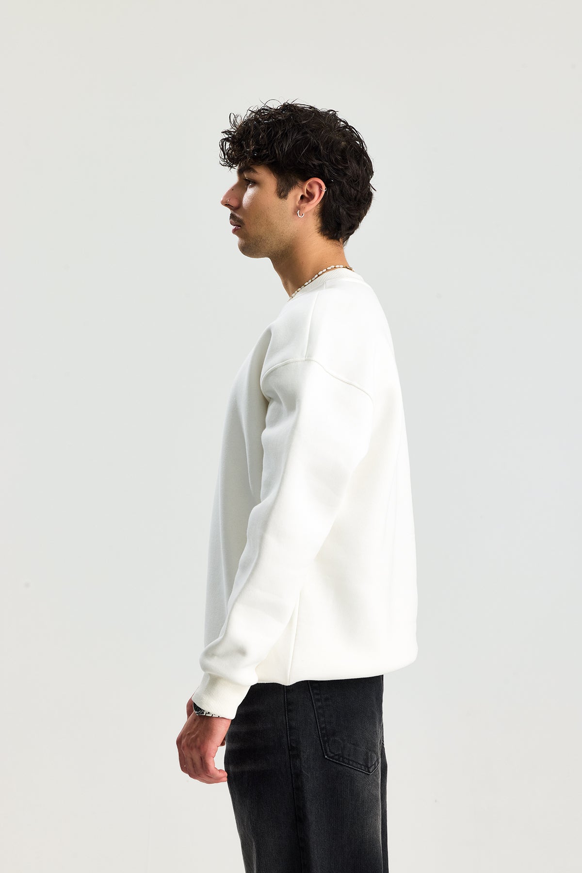 Basic Bisiklet Yaka Oversize Sweatshirt