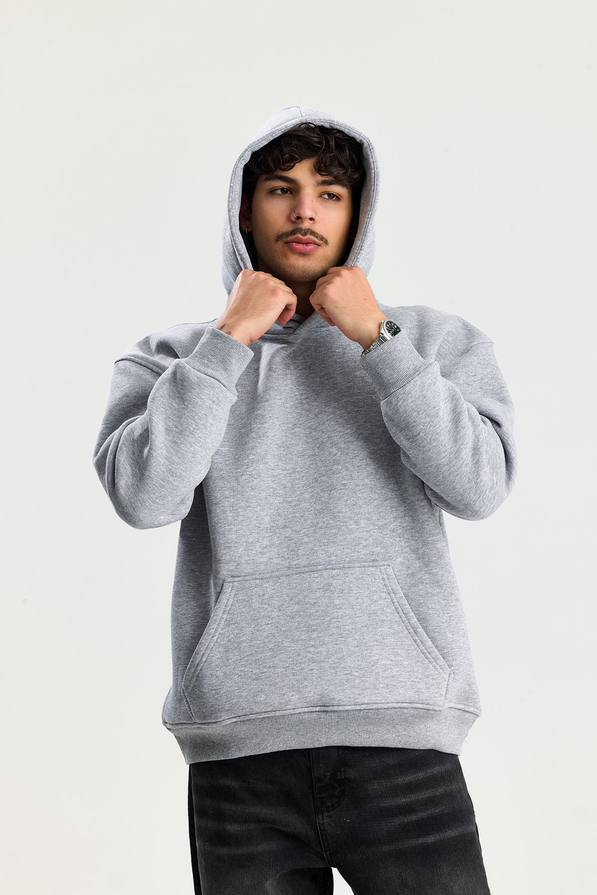 Basic Kapüşonlu Oversize Sweatshirt