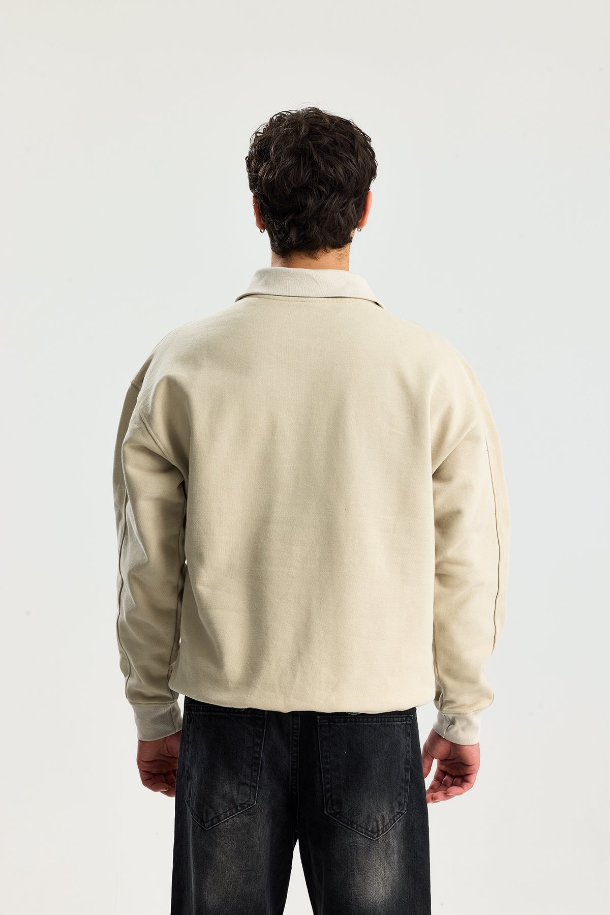 Basic Fermuarlı Yaka Sweatshirt