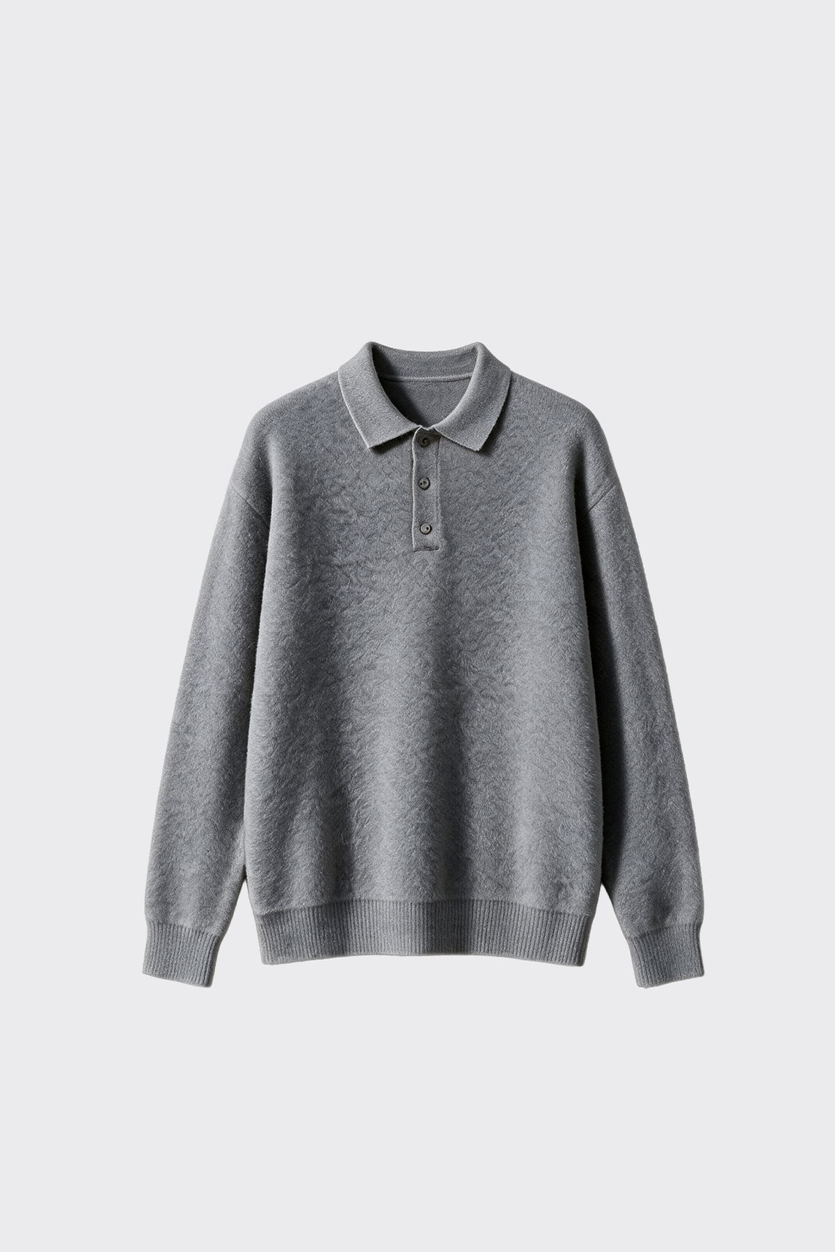Kırçıllı Polo Yaka Relaxed Fit Triko Kazak