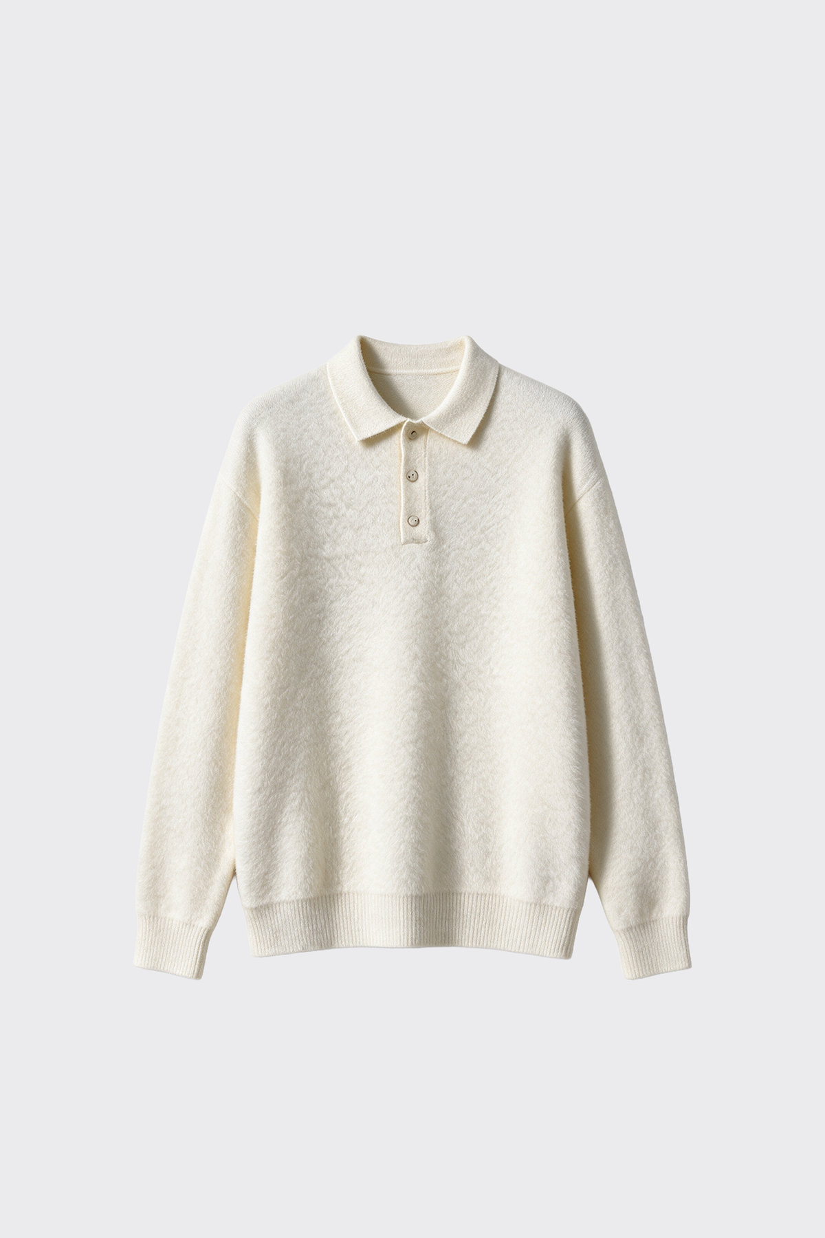 Kırçıllı Polo Yaka Relaxed Fit Triko Kazak